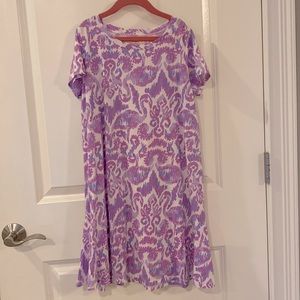 🦩 Excellent Lilly Pulitzer swing dress purple flamingos girls XL 12-14